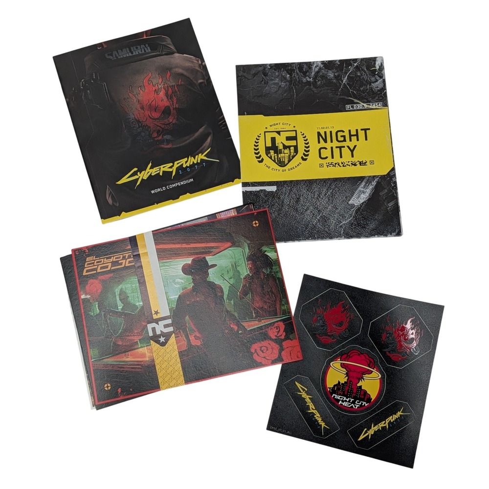 Cyberpunk 2077 Pre-Order Bonus Set World Compendium Map Postcards Stickers NEW‎